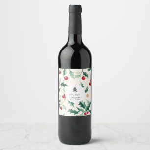 Christmas Black and flower Wine Label