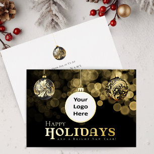 Christmas Black and Gold Business Happy Holidays Foil Holiday Card