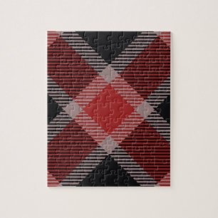 Christmas black and red gingham flannel plaid jigsaw puzzle