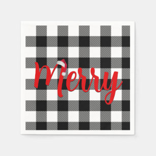 Christmas Black and White Buffalo Plaid Napkin
