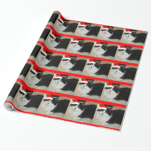 Christmas Black and White Cat Wrapping Paper