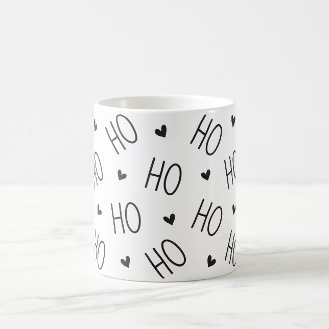 Christmas Black and White Coffee Mug Ho Ho Ho   (Center)