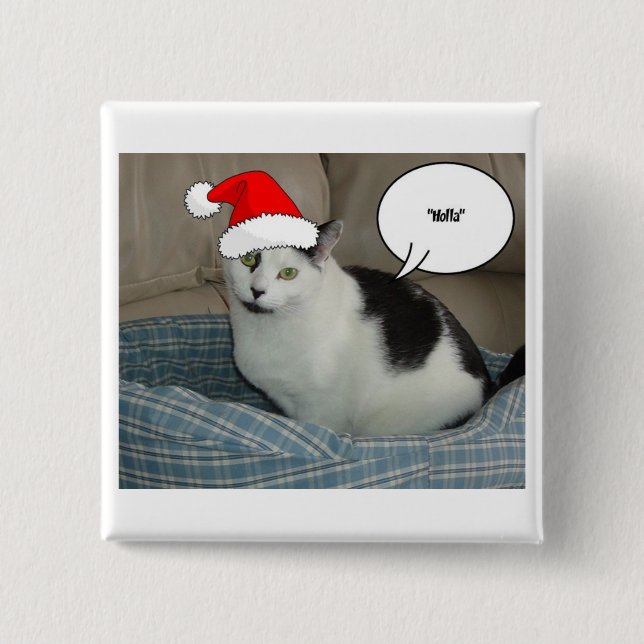 Christmas Black and White Kitten 15 Cm Square Badge (Front)