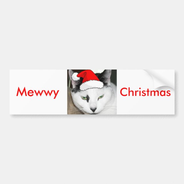 Christmas Black and White Kitten Bumper Sticker (Front)