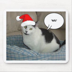 Christmas Black and White Kitten Mouse Pad