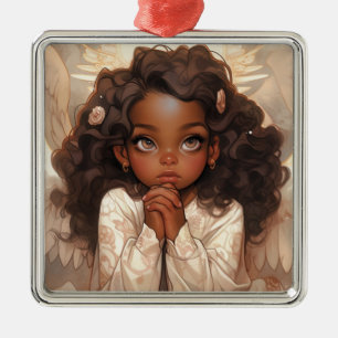 Christmas Black Angel Elegance Metal Ornament