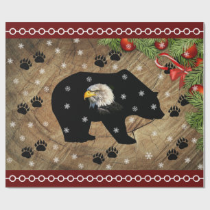 Christmas Black Bear Bald Eagle Wilderness Wrapping Paper