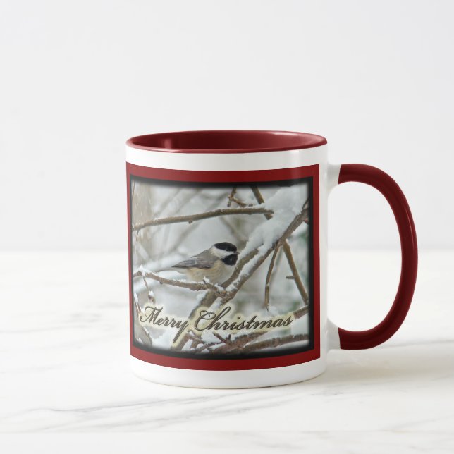 Christmas Black Capped Chickadee in Snow Mug (Right)