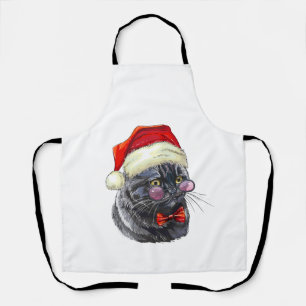 Christmas Black Cat  Apron