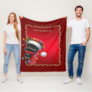 Christmas Black Cat Fleece Blanket