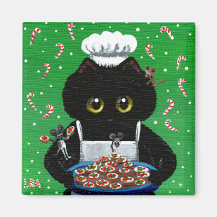 Christmas Black Cat Funny Creationarts Magnet