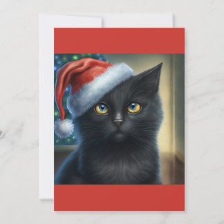Christmas black cat gift T-Shirt Holiday Card