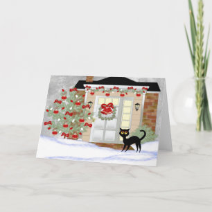 Christmas Black Cat Holiday Card
