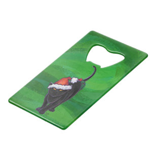 Christmas Black Cat on Green