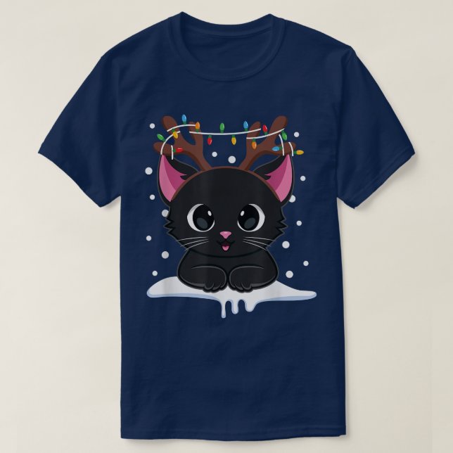 Christmas Black Cat Reindeer Antlers Catmas Women  T-Shirt (Design Front)