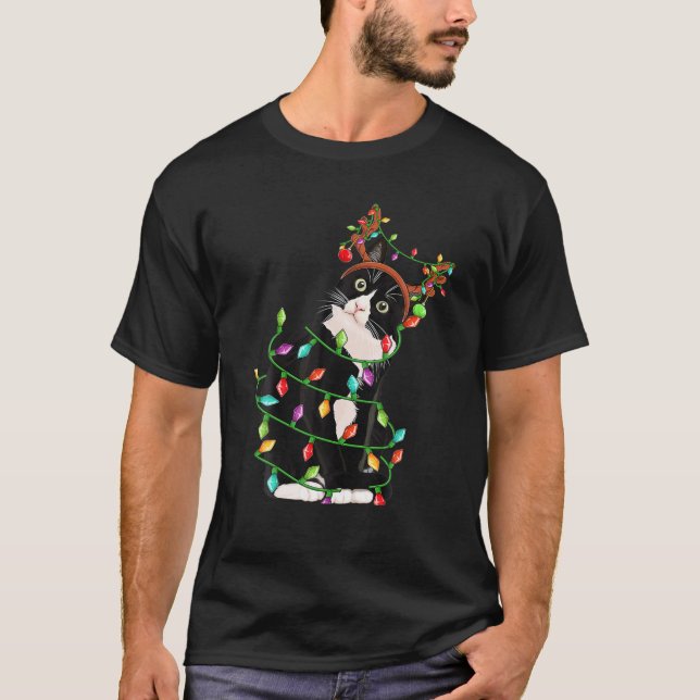 Christmas Black Cat Reindeer Antlers Catmas Women T-Shirt (Front)