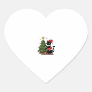 Christmas Black Cat Santa Hat Tree Mouse Heart Sticker