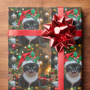 Christmas black cat  wrapping paper