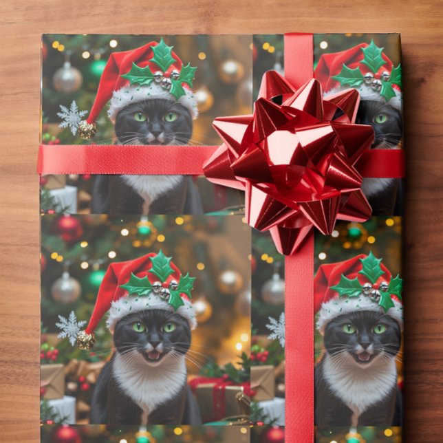 Christmas black cat  wrapping paper (Creator Uploaded)