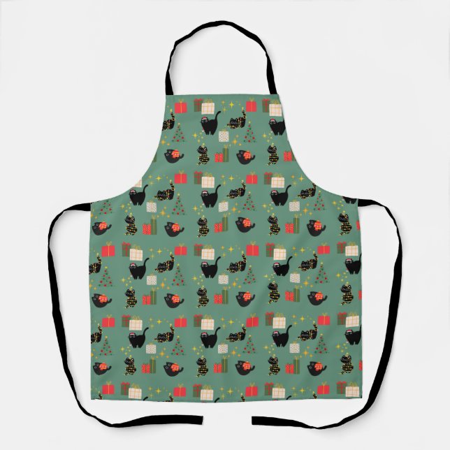 Christmas Black Cats Apron (Front)