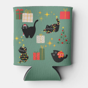 Christmas Black Cats Can Cooler