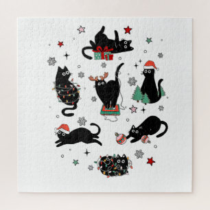 Christmas Black Cats Jigsaw Puzzle