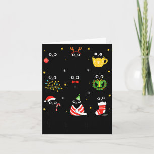 Christmas Black Cats Merry Christmas Cute Holiday  Card