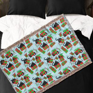 Christmas Black Cats Throw Blanket