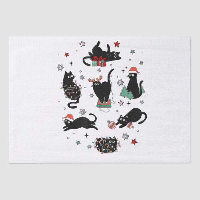 Christmas Black Cats Tissue Paper (Front)