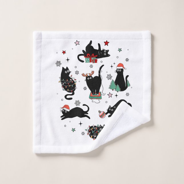 Christmas Black Cats Wash Cloth (Wash Cloth)