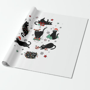 Christmas Black Cats Wrapping Paper
