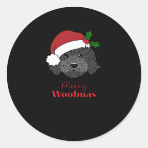 Christmas Black Cockapoo, Cavapoo, Cavoodle, Merry Classic Round Sticker