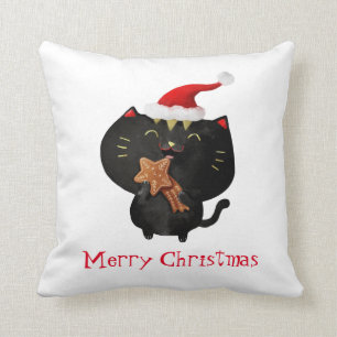 Christmas Black Cute Cat Cushion