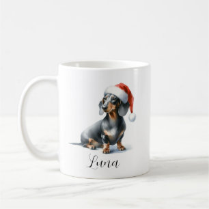 Christmas Black Dachshund Dog Hat Coffee Mug