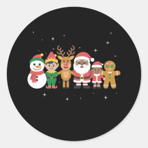 Christmas Black Family Afro African American Santa Classic Round Sticker