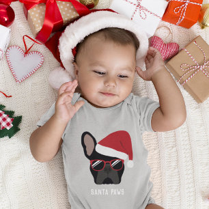 Christmas Black French Bulldog Baby Bodysuit