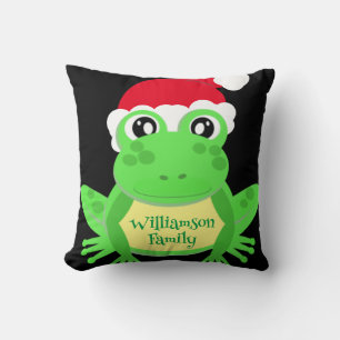 Christmas Black Frog Santa Hat Novelty Funny Cushion