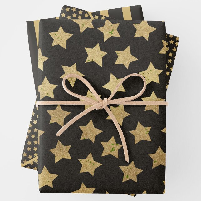 Christmas Black & Gold 3 Wrapping Paper Sheet (Creator Uploaded)