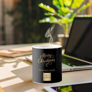 Christmas black gold business logo coffee mug