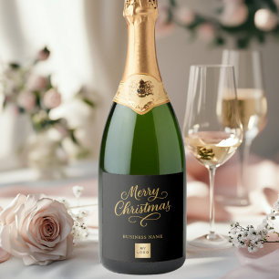 Christmas black gold business logo sparkling wine label