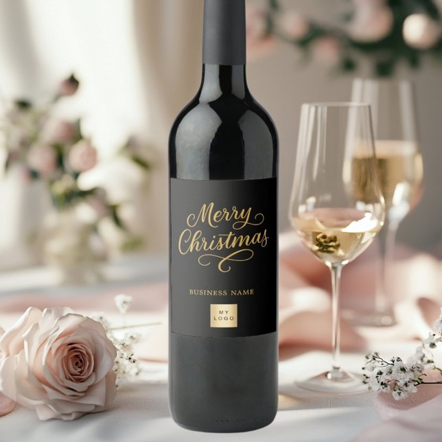 Christmas black gold business logo wine label (Creator Uploaded)