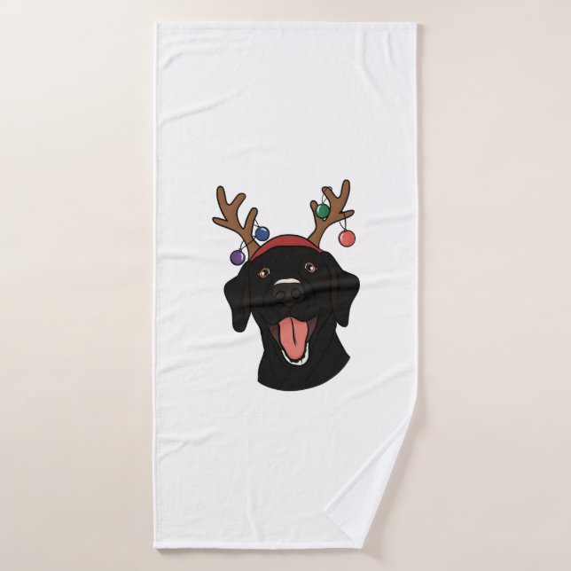 Christmas Black Lab   Bath Towel (Bath Towel)
