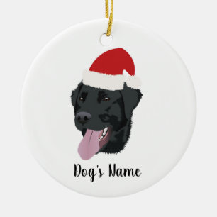 Christmas Black Lab Ceramic Ornament