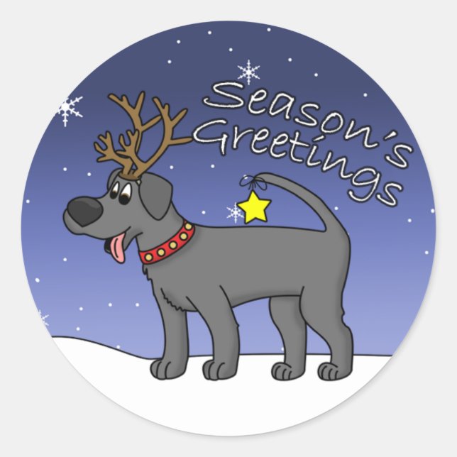 Christmas Black Lab Classic Round Sticker (Front)