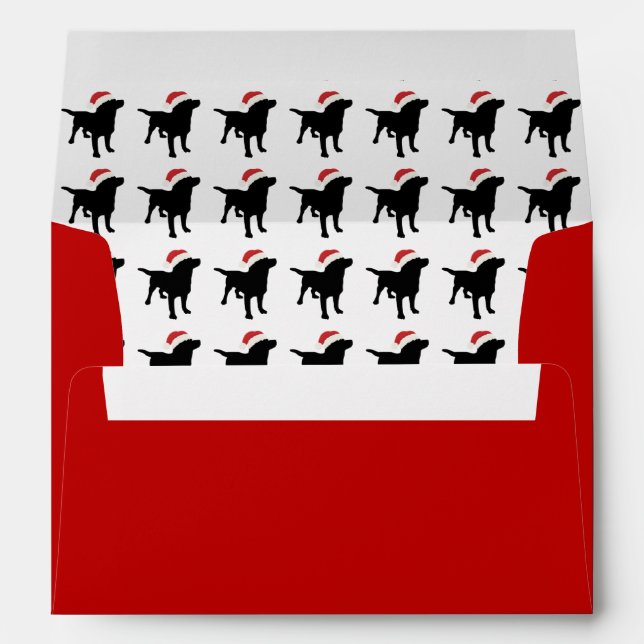 Christmas Black Lab Dog wearing Santa Claus Hat Envelope (Back (Bottom))
