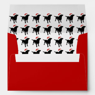 Christmas Black Lab Dog wearing Santa Claus Hat Envelope