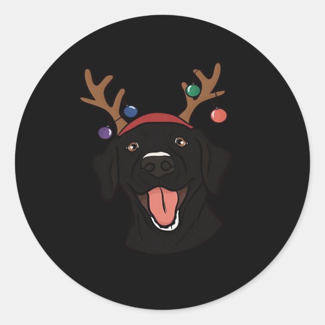 Christmas Black Lab Essential T-Shirt Classic Round Sticker (Front)