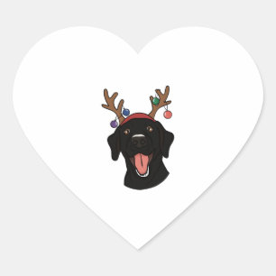 Christmas Black Lab Heart Sticker