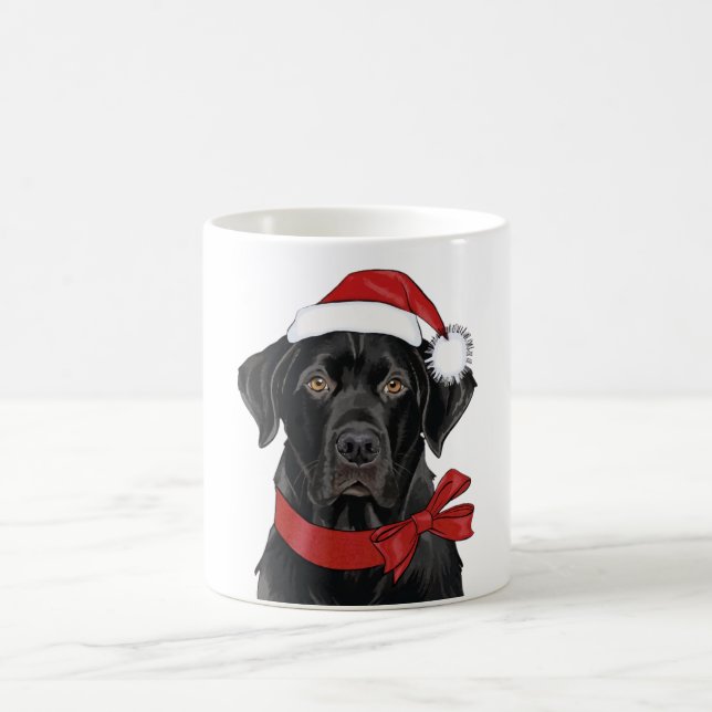  Christmas Black Lab Holiday Dog  Coffee Mug (Center)