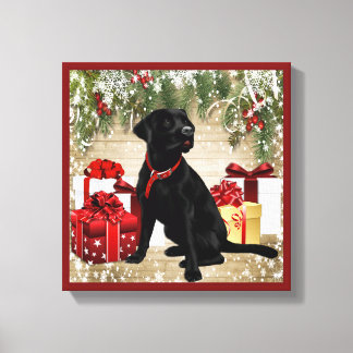 CHRISTMAS BLACK LABRADOR CANVAS PRINT